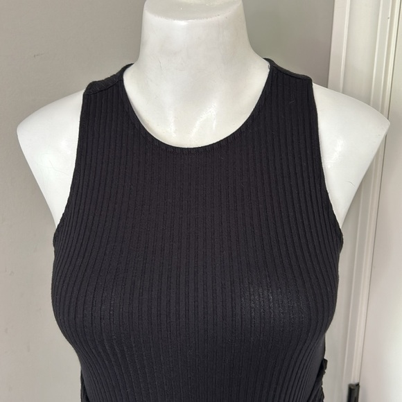 Anthropologie Sleeveless Ribbed Handkerchief Hem Midi Dress in Black Size S - Picture 4 of 15